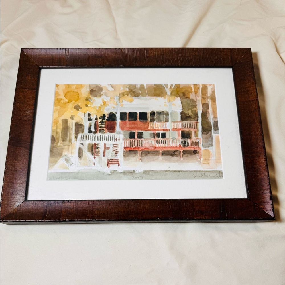 Lake House watercolor painting